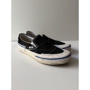 Men's Sz 9 Vans Deconstruct Slip On Black And White Shoes
